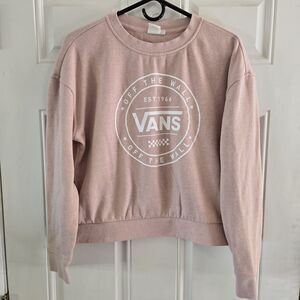 Vans Sweatshirt Women's Size Medium Pink Logo Crew Neck Pullover Skater Y2K